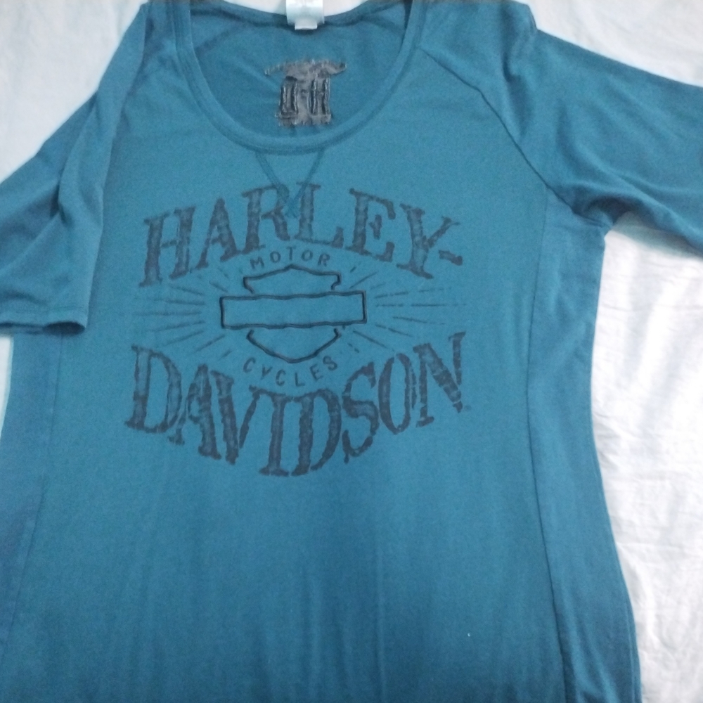 Harley-Davidson Teal Embroidered Shirt